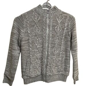 Thomas Sterling Full Zip Sweater Mens Large Grey New Cable Knit Sherpa Lined